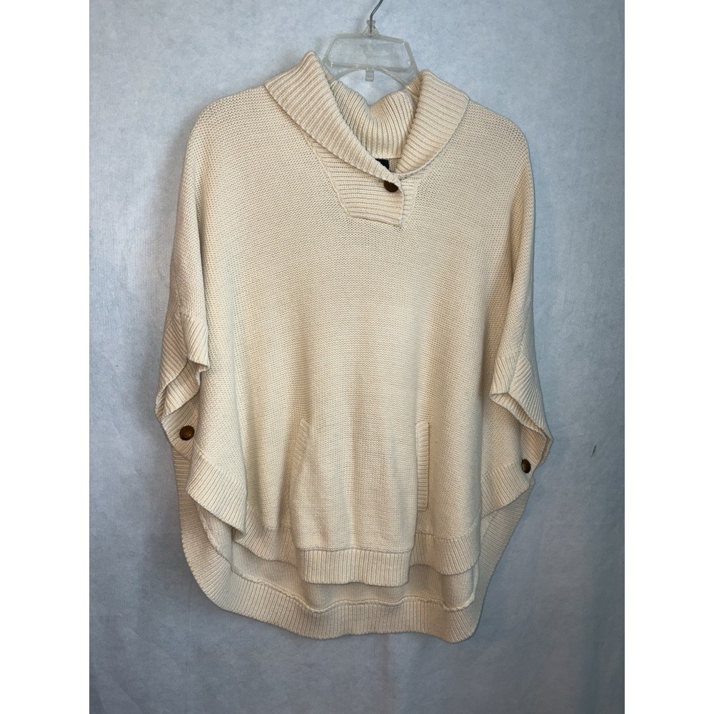 Lauren Jeans Co. Ralph Lauren Poncho Sweater Womens Medium Cotton Blend Cream